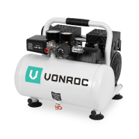 VONROC Stille Compressor – 57,5dB | 6 L - Olievrij – 750W - Wit