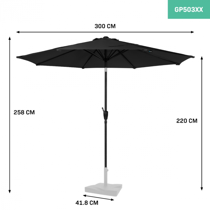 Parasol Recanati Ø300cm – Premium parasol | Anthracite/Black