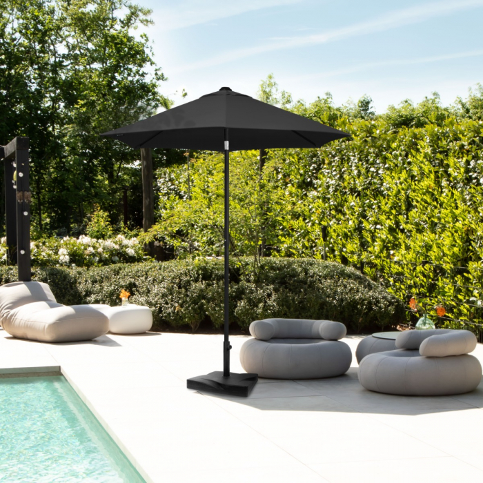 Parasol Torbole - Ø200cm – Premium parasol – Anthracite/black | Incl. concrete base 20 kg.