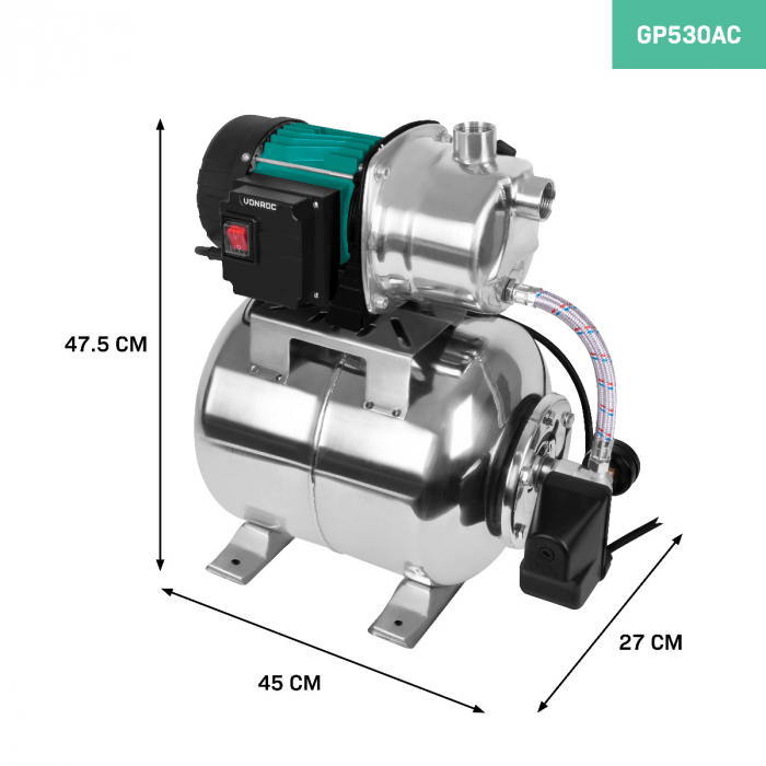 Hydrophore pump / hydrophore set with pressure switch – 1000W - 3500l/h