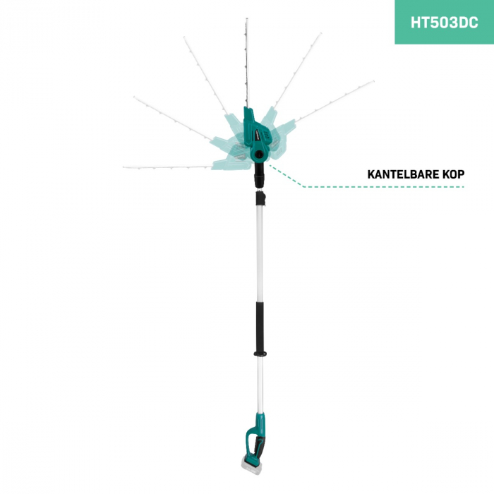 Telescopic Hedge trimmer 20V – 200 up to 260 cm. | Excl. battery and quick charger