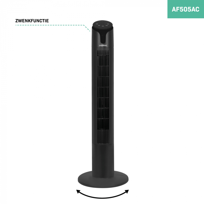 Luxe Torenventilator – 110 cm - 3 snelheden – zwart | Incl. Afstandsbediening