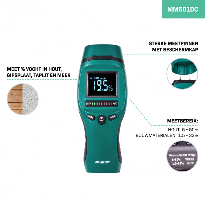 Moisture meter - Professional | High contrast LCD