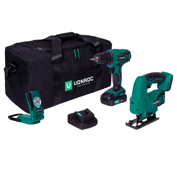 Tool set VPower 20V - 2.0Ah | Incl. 2 machines, battery and charger 