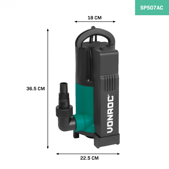 Submersible pump 750W – 14000 l/h – Integrated float | Dirty and clean water