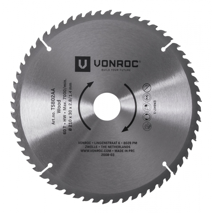 Saw blade for table saw - 210 x 30mm - 60T | Universal