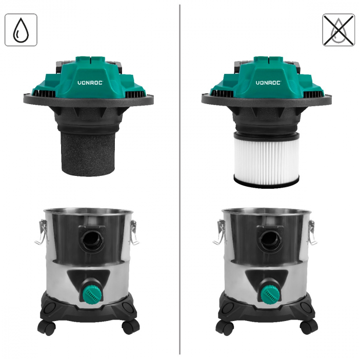 Nat- en droogzuiger 1400W – 20L tank en 6m stroomkabel