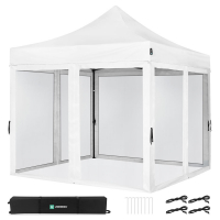Easy-Up Party Tent - 3x3 m  | Set incl. Mosquito Netting Sidewalls - White