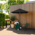 Parasol Torbole - Ø200cm – Premium parasol – Anthracite/black | Incl. concrete base 20 kg.