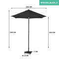 VONROC Parasol Torbole – Ø200cm – Premium Parasol -  Antraciet/Zwart | Incl. Parasolvoet 20 kg.