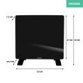 Luxe elektrische kachel – Convector - Glazen paneel – 1000W - Zwart | WIFI