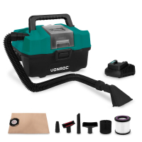 VONROC Compacte alleszuiger 20V – 4.0Ah | Incl. Accessoires, accu en snellader