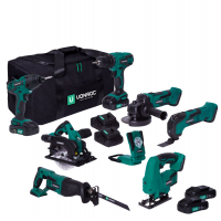 VONROC Gereedschap set VPower 20V – 2.0Ah | Incl. 7 machines, 4 accu’s en 2 snelladers